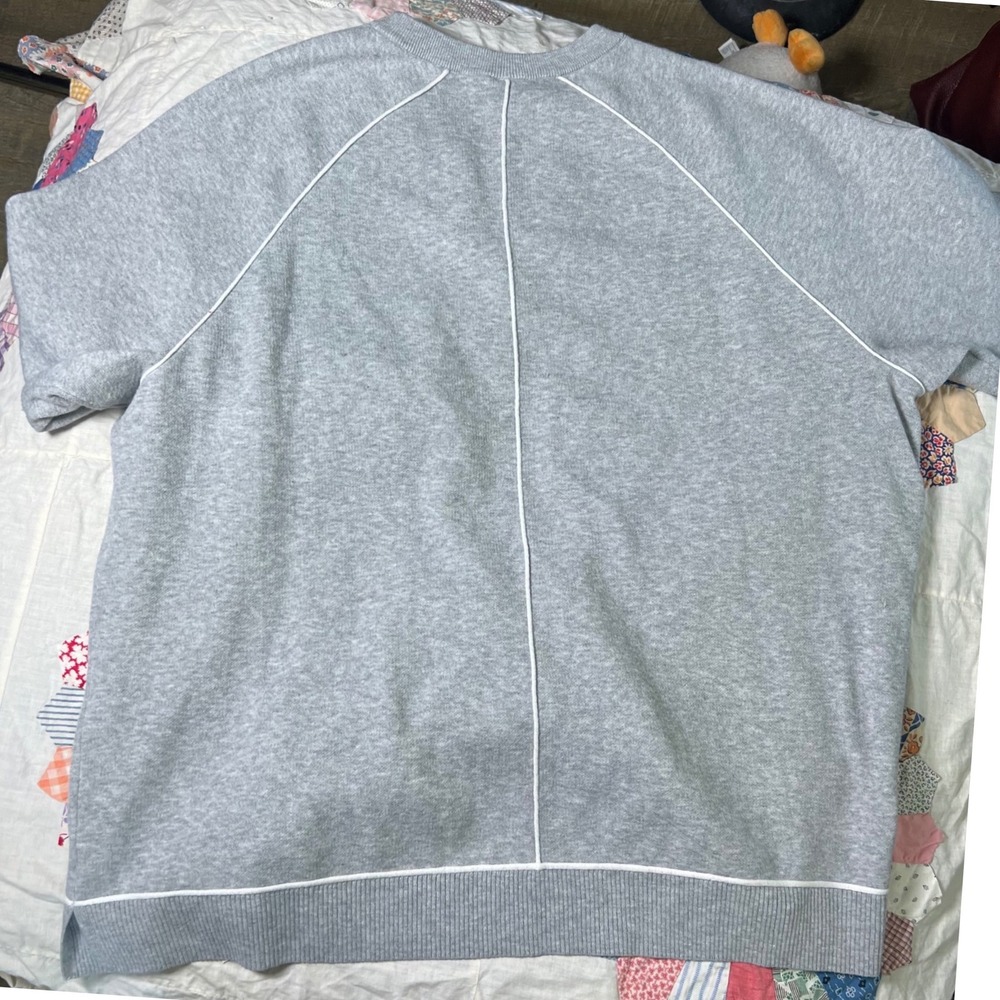 Torrid Gray Crewneck Sweater White Contrast Piping Raglan Sleeve Pullover - Picture 6 of 6